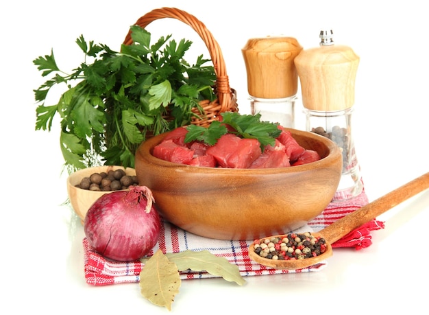Fresh ingredients on wooden table
